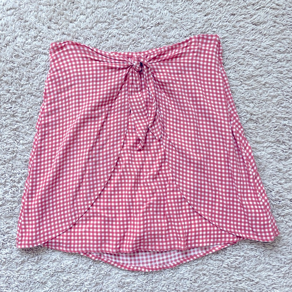 SAGE Pink and White Gingham Mini Skirt XS